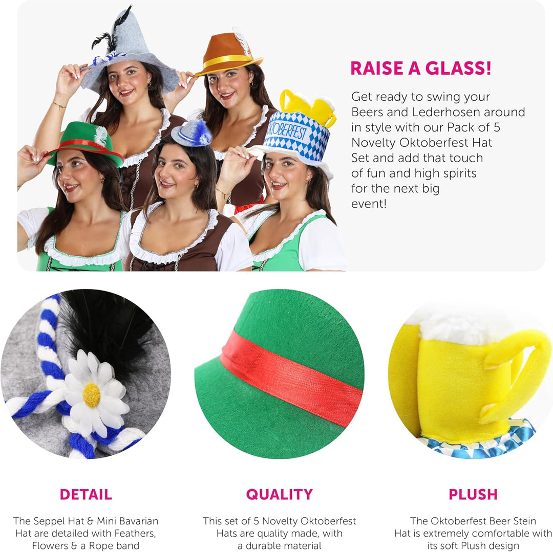 Trachtenhüte im 5er-Set bunt – GaudiMix Oktoberfest 2025
