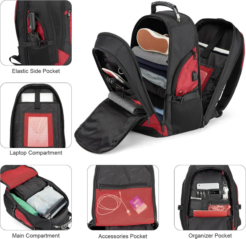 Wasserdichter Anti-Diebstahl Laptop- & Reiserucksack mit USB-Anschluss – 17,3"