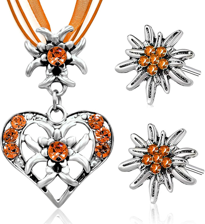 Edelweiß Schmuckset mit Herzanhänger – HerzGlanz Oktoberfest 2025