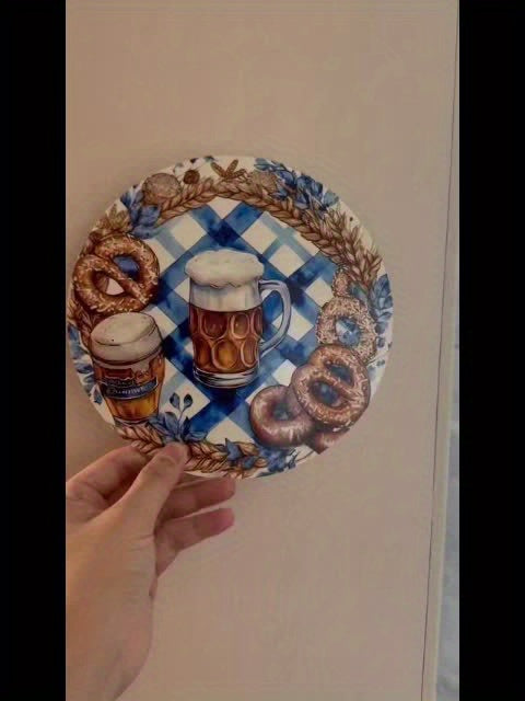 4 Stück runde Holz-Platzsets mit Oktoberfest-Motiven – BreznPlatzSet Oktoberfest 2025