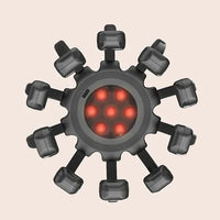 Schwarzes Massagegerät mit rotierenden Köpfen und Infrarotlicht, Entspannung, Muskelmassage.