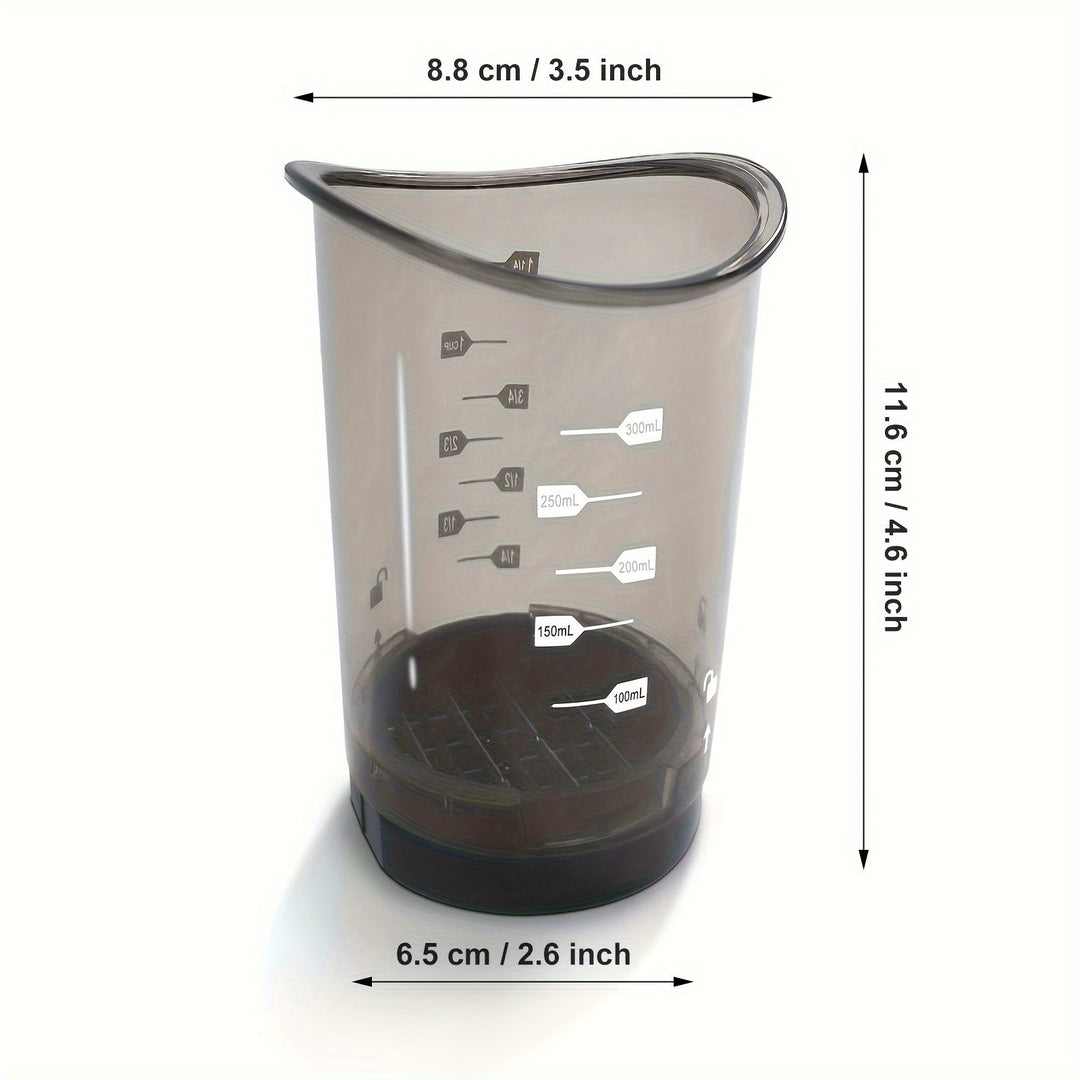 Transparenter Messbecher aus Kunststoff, 300ml, mit Skala, ideal für Küche und Backen.