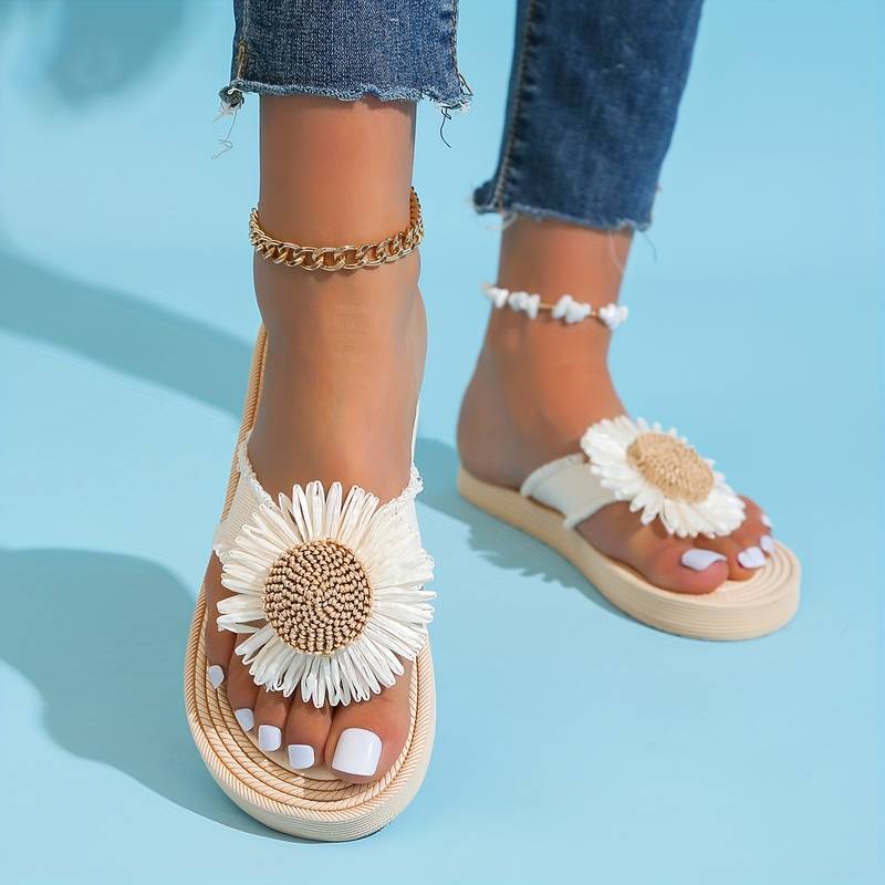 Boho Slip-On Sandalen mit Blumenmuster – Marivi