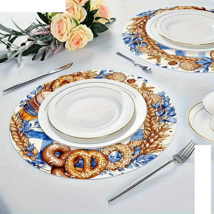 4 Stück runde Holz-Platzsets mit Oktoberfest-Motiven – BreznPlatzSet Oktoberfest 2025