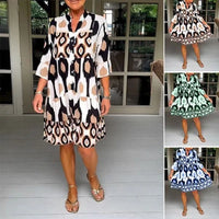 Trendy Kurzarmkleid mit abstraktem Print & lockerem Schnitt – Liora