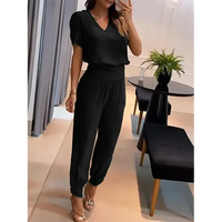 Trendiger Damen Jumpsuit mit Kurzarm & weitem Bein – Alina