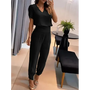 Trendiger Damen Jumpsuit mit Kurzarm & weitem Bein – Alina