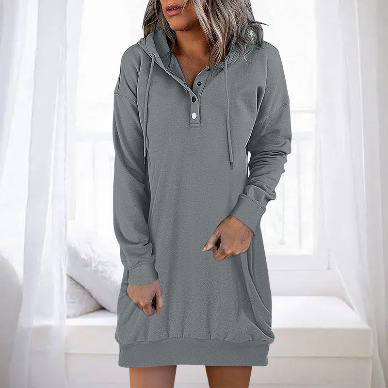 Herbstlicher Minimalistischer Long Damen Hoodie – Valeria