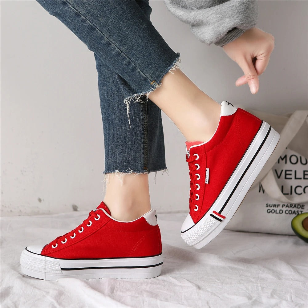 Stylische Damen Canvas-Sneaker mit Plateausohle – Leonie