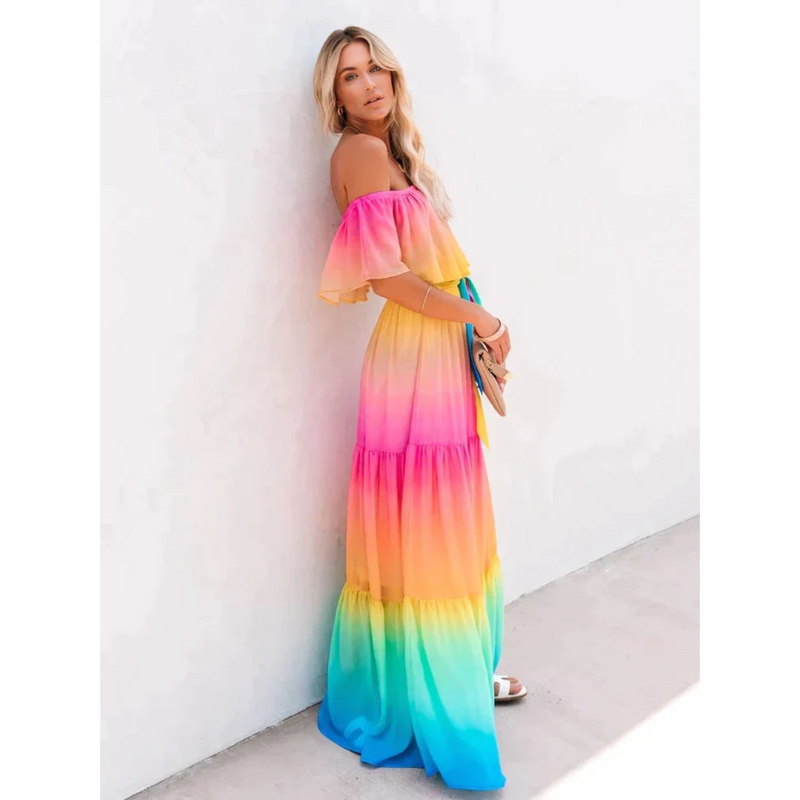 Mehrfarbiges Sommerkleid mit schmeichelhaftem Schnitt – Alisha