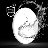 Runde LED-Deckenleuchte, wasserdicht, weiß, energiesparend, für Badezimmer geeignet.