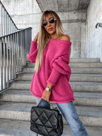 Locker gestrickter Damen Pullover mit Off-Shoulder Design – Amira