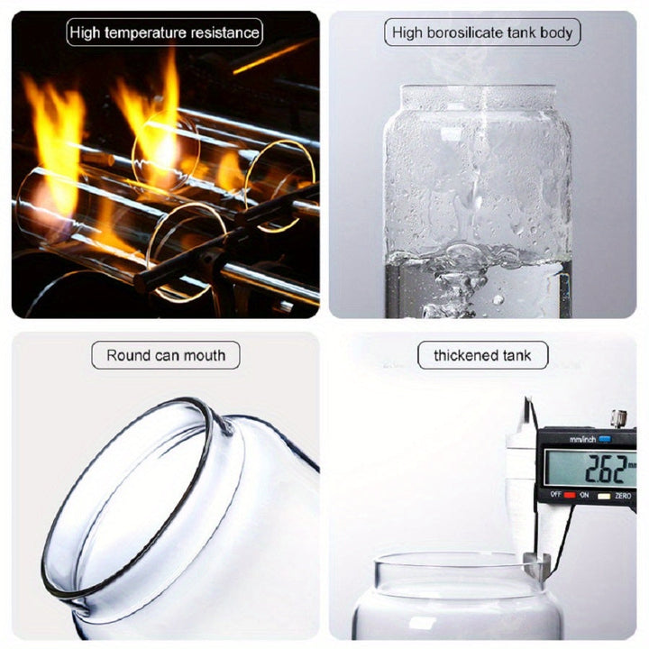 Hitzebeständiges Borosilikatglas, rundes Einmachglas, dickwandig, transparent, langlebig.