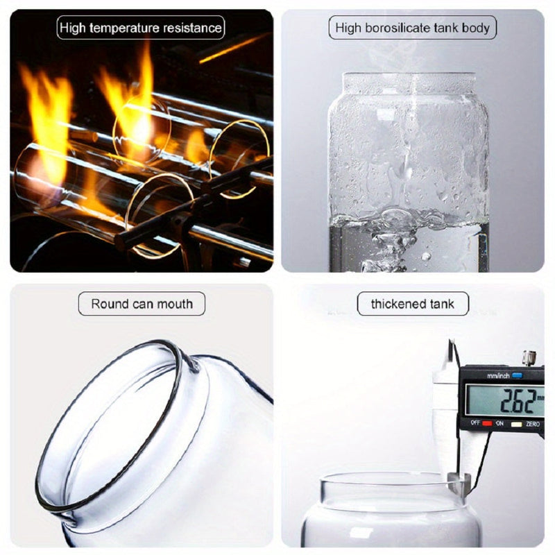 Hitzebeständiges Borosilikatglas, rundes Einmachglas, dickwandig, transparent, langlebig.