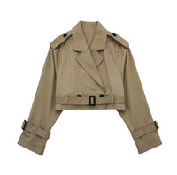 Herbstlicher Trendiger Kurzer Damen-Trenchcoat mit Gürtel – Amelie