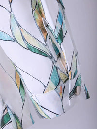 Herbstliche Damenbluse mit abstraktem Muster und Knopfleiste – Marlene