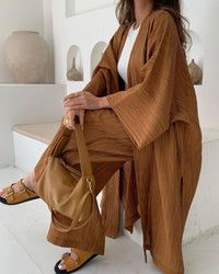 Herbstliches Lässiges Zweiteiler-Set Damen mit Weste und Hose – Thalia