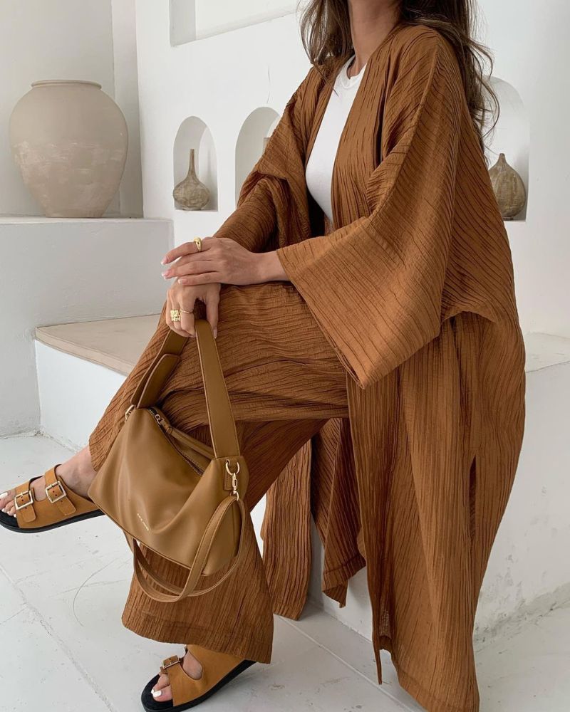 Herbstliches Lässiges Zweiteiler-Set Damen mit Weste und Hose – Thalia