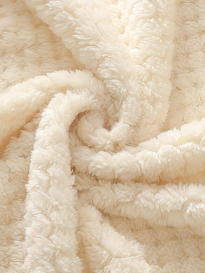 Weiche cremefarbene Plüschdecke, flauschig, gemütlich, ideal für Wohnzimmer oder Schlafzimmer.