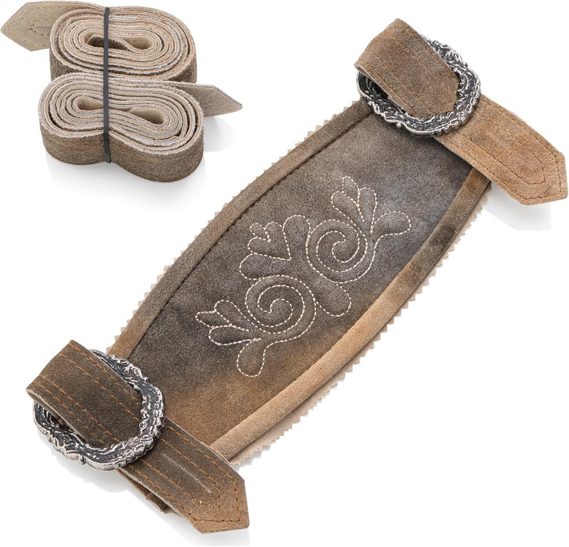 Trachten-Hosenträger aus Leder in Braun – AlpenStolz Oktoberfest 2025