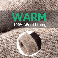 Warme Handschuhe mit 100% Wollfutter, beige, gestrickt, wintertauglich, isolierend.