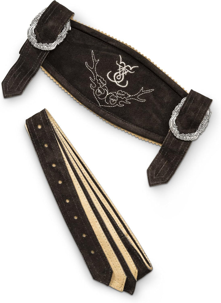 Trachten-Hosenträger aus Leder in Braun – AlpenStolz Oktoberfest 2025