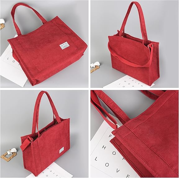 Rote Damenhandtasche aus Segeltuch, modisch, geräumig, mit Tragegriffen, vielseitig einsetzbar.