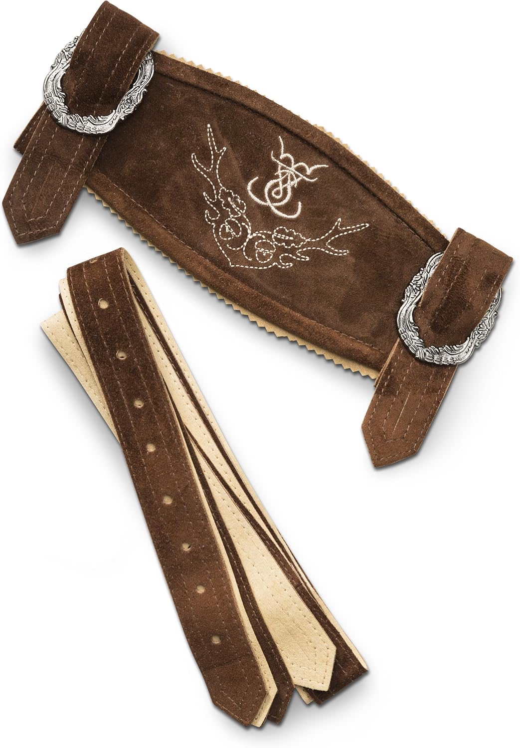 Trachten-Hosenträger aus Leder in Braun – AlpenStolz Oktoberfest 2025