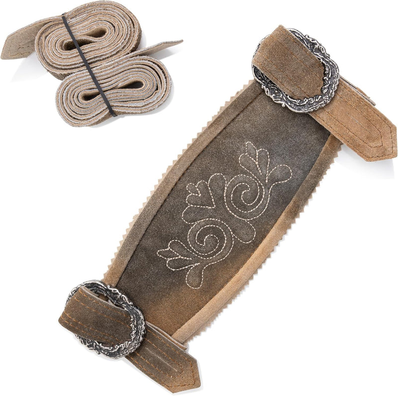 Trachten-Hosenträger aus Leder in Braun – AlpenStolz Oktoberfest 2025