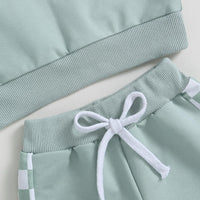 Grüner Kinder-Sportanzug, Baumwolle, elastischer Bund, Kordelzug, bequem, modisch