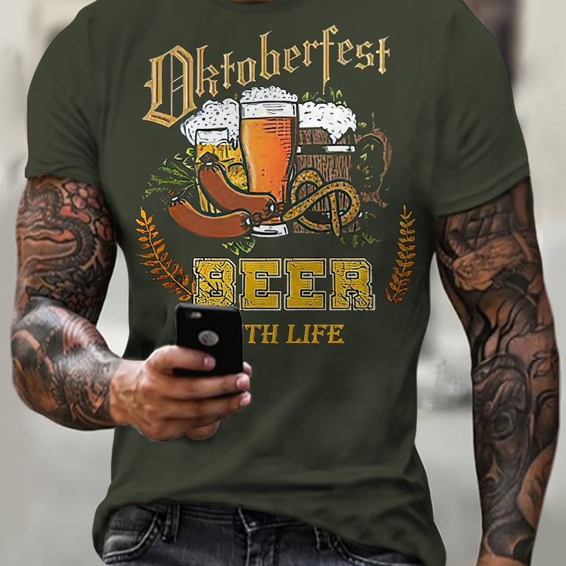 Herren Kurzarm T-Shirt mit Bier-Print – Markus Oktoberfest 2025