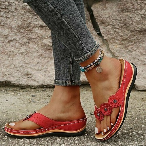 Orthopädische Damensandalen mit Blumendetail – Melina