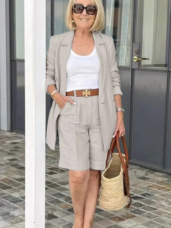 Trendy Damen Leinen Herbstanzug – Camille