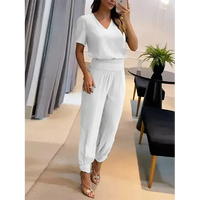 Trendiger Damen Jumpsuit mit Kurzarm & weitem Bein – Alina