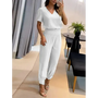 Trendiger Damen Jumpsuit mit Kurzarm & weitem Bein – Alina