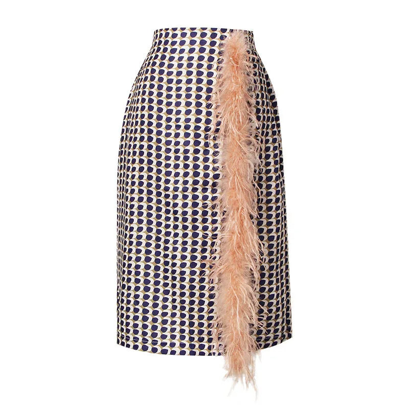 Zweiteiliges Chiffon Herbstoutfit mit Gürtel und Rock – Maurelle