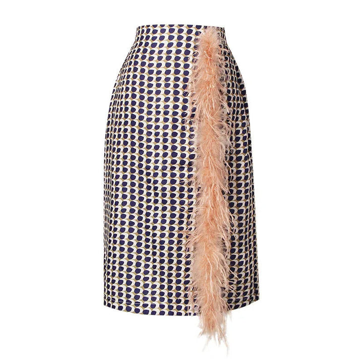 Zweiteiliges Chiffon Herbstoutfit mit Gürtel und Rock – Maurelle