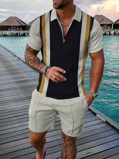 Zweiteiliges Herren Sommer Outfit mit Polo und Shorts – Damon