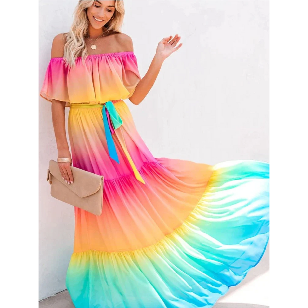 Mehrfarbiges Sommerkleid mit schmeichelhaftem Schnitt – Alisha