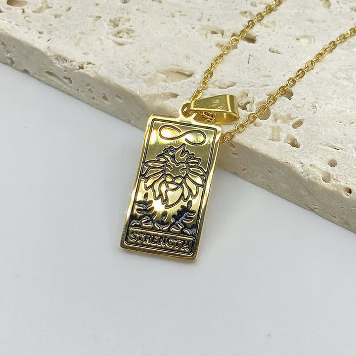 Goldener Löwenanhänger mit Kette, Stärke-Design, Schmuck für Herren, Edelstahl, Geschenkidee.