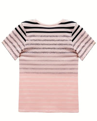 Gestreiftes Damen T-Shirt mit Rundhalsausschnitt & Farbverlauf – Melia