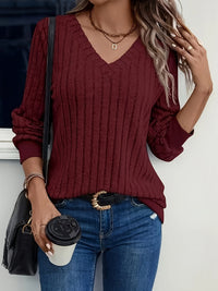 Damen Strickpullover mit V-Ausschnitt und langen Ärmeln – Amira