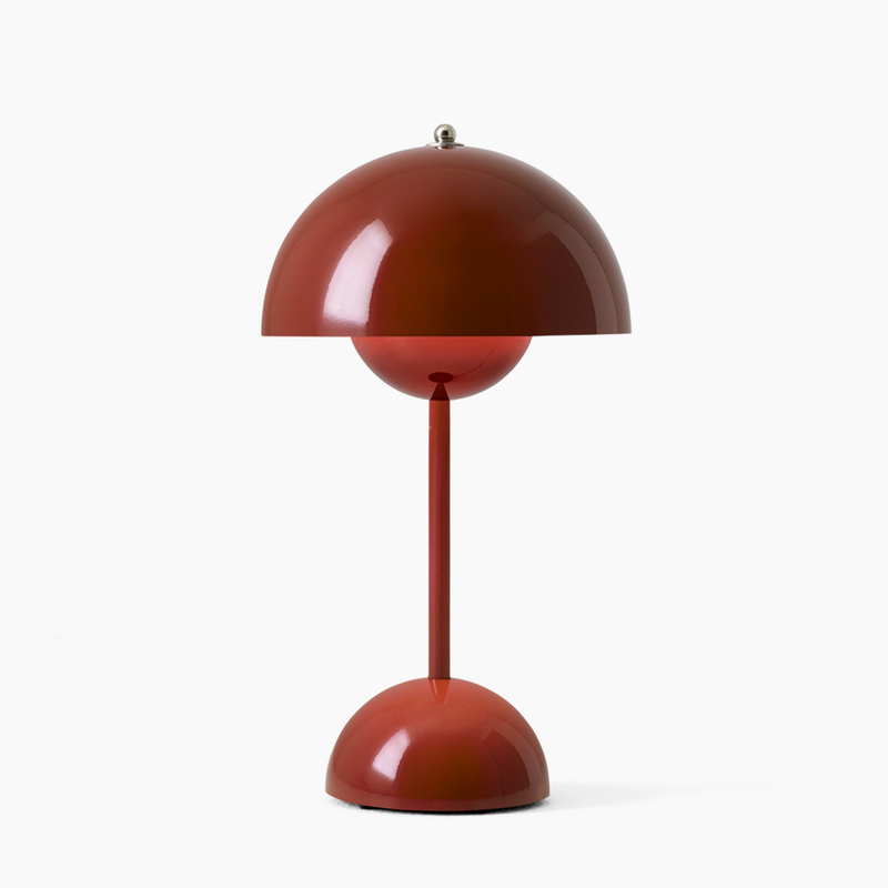 Rote Tischlampe aus Metall, kugelförmig, modernes Design, Beleuchtung, Inneneinrichtung.