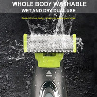 Nass- und Trockenrasierer, wasserdicht, grün-schwarz, für Körperpflege, waschbar.