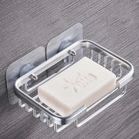 Wandmontierte Seifenschale aus Edelstahl mit Saugnäpfen, rechteckig, für Badezimmer.