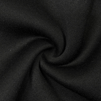 Schwarzer Baumwollstoff, Nahaufnahme, weiche Textur, ideal für Bekleidung und Heimtextilien.