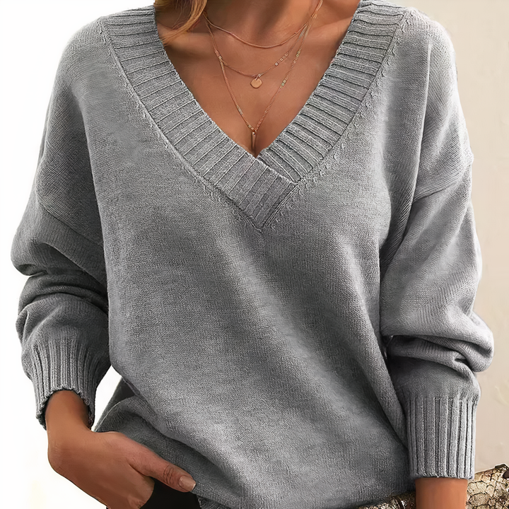 Kaschmir Damen Pullover mit V-Ausschnitt – Amira Herbstzauber