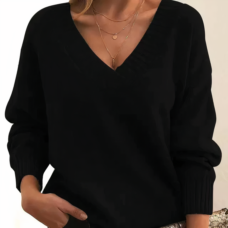 Kaschmir Damen Pullover mit V-Ausschnitt – Amira Herbstzauber