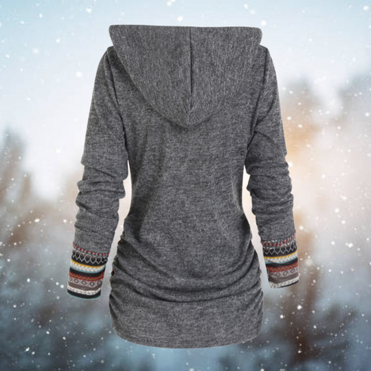 Herbstlicher Tribale Hoodie mit Geometrischem Muster – Naïma