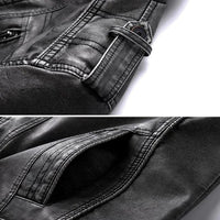 Schwarze Lederjacke Detailansicht, hochwertige Nähte, modisches Design, Reißverschluss.